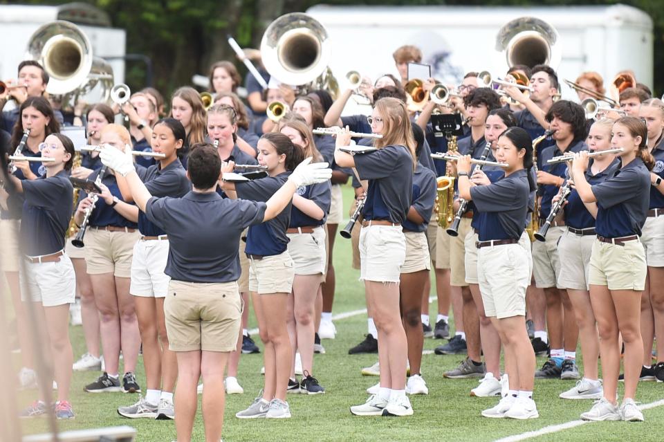 The band performs Sept. 7 as Medal of Honor recipients arrive at Farragut High School.