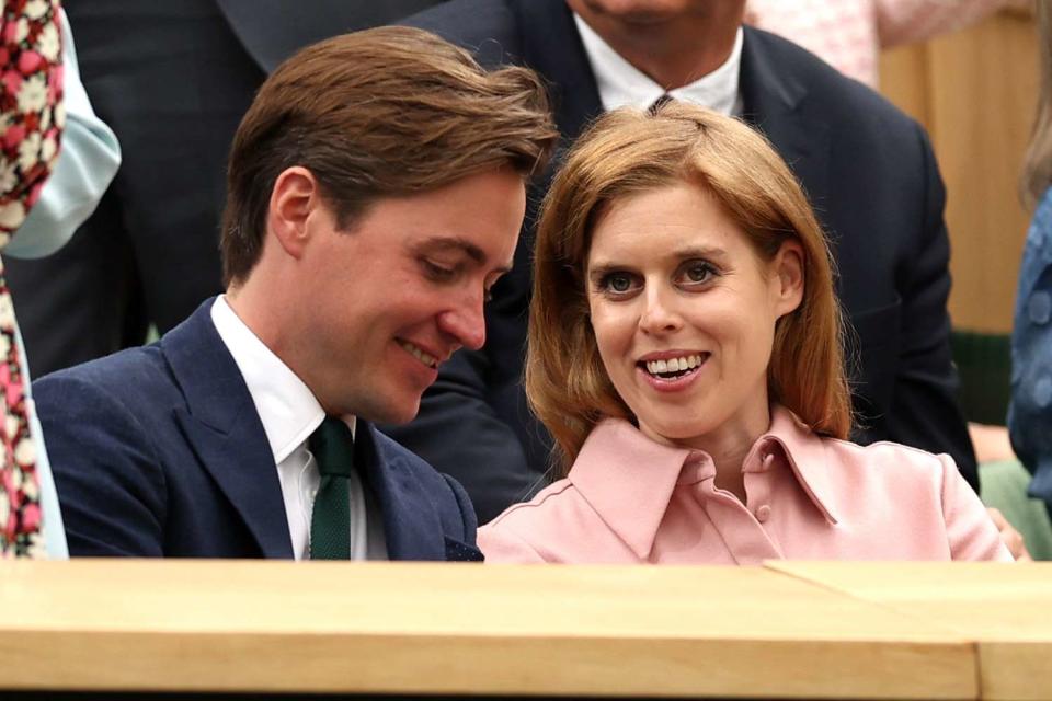 <p>Julian Finney/Getty </p> Princess Beatrice and Edoardo Mapelli Mozzi attend day twelve of Wimbledon at the All England Lawn Tennis and Croquet Club on July 14, 2023.