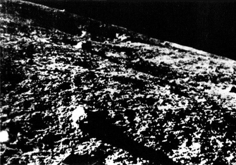 <span class="caption">The first close-up images of the moon’s surface, from 1966.</span> <span class="attribution"><a class="link " href="https://nssdc.gsfc.nasa.gov/planetary/lunar/luna9close_big.gif" rel="nofollow noopener" target="_blank" data-ylk="slk:NASA;elm:context_link;itc:0;sec:content-canvas">NASA</a></span>