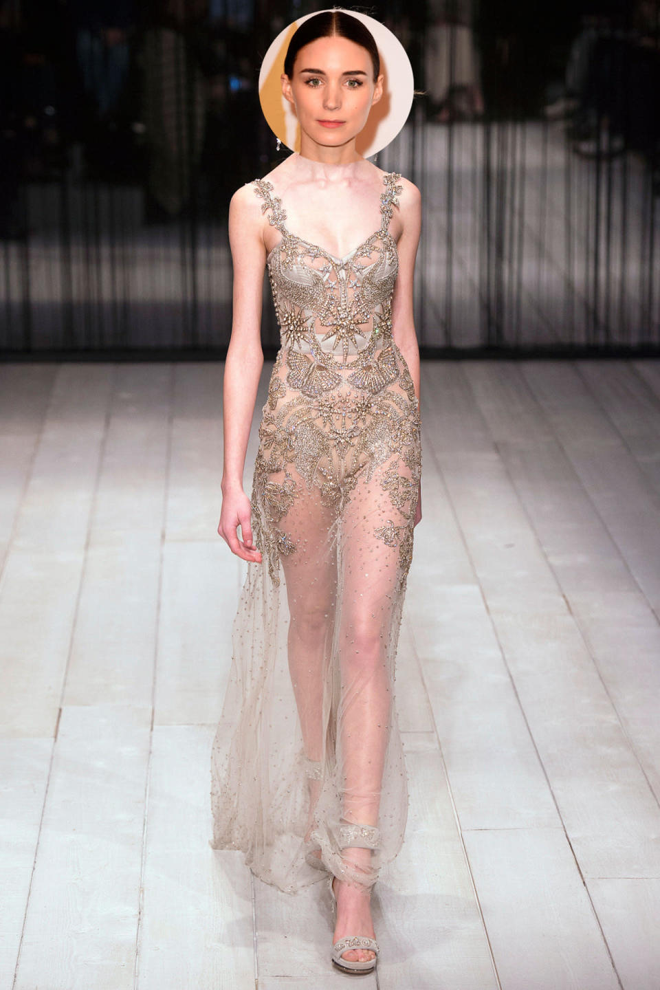 <p>Mara may have a reputation as a risk-taking red carpet bad girl, but in recent months, we’ve seen a softer side of the <i>Carol</i> actress. We wouldn’t be surprised to see her on the red carpet in this sheer number from Alexander McQueen.</p>
