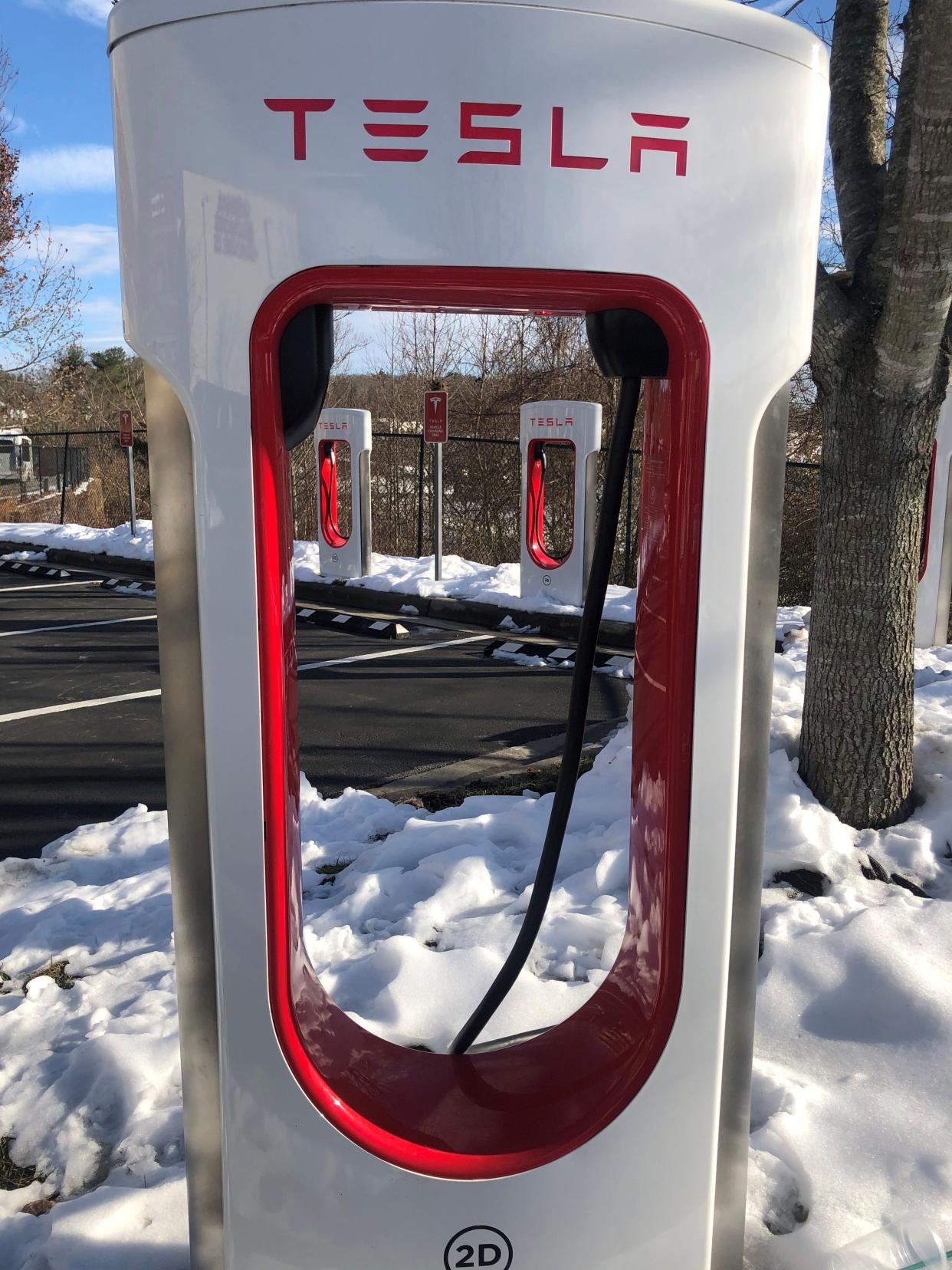 Tesla recently installed 12 charging stations in a parking lot in Biltmore Park.