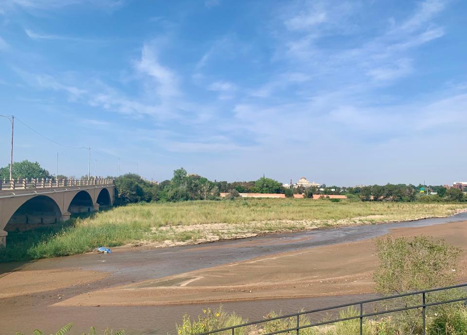 Fountain Creek as seen from the trail system by the 8th Street bridge on Pueblo's East Side. A project completed in June 2021 narrowed the channel to make it easier for sediment to pass through.