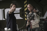 Director Neill Blomkamp and Matt Damon in TriStar Pictures' "Elysium" - 2013