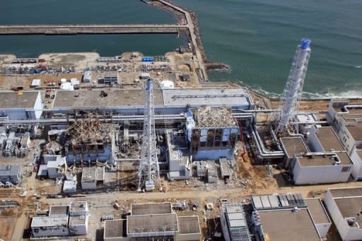 Aerial view shows TEPCO's tsunami-hit Fukushima nuclear power plant in late April. Japan denied that a government project to monitor online news reports and Twitter posts about the Fukushima nuclear crisis was an attempt to censor negative information and views