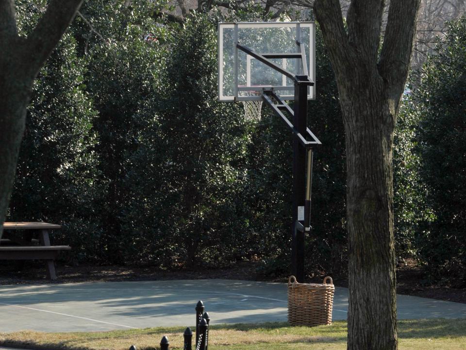 white house half basketball court