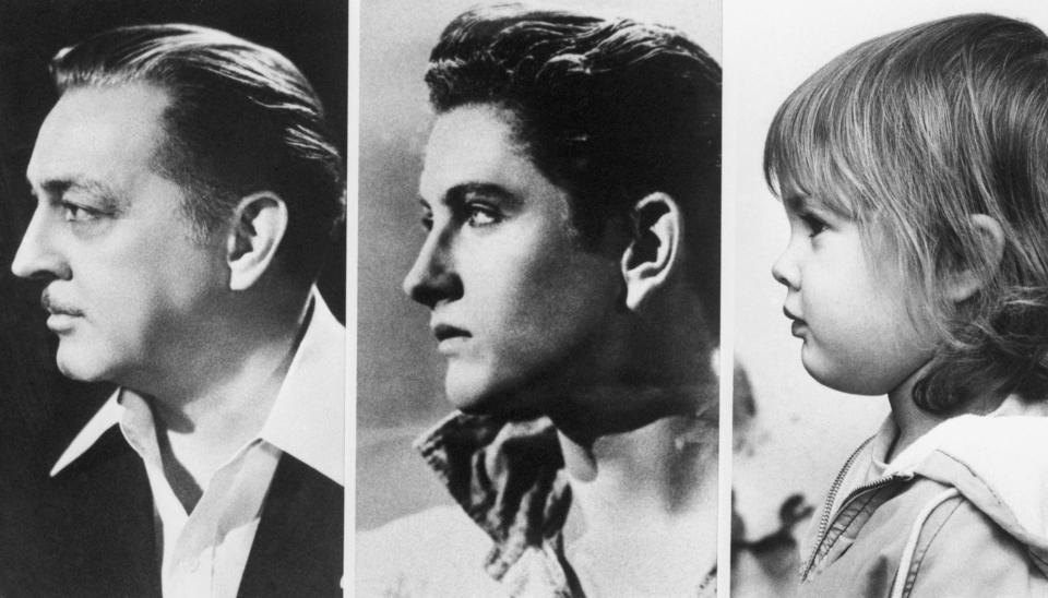 Shown in profiles are (L to R): John Barrymore, the great profile, his son, John Drew Barrymore, and the latter's daughter, Drew Barrymore