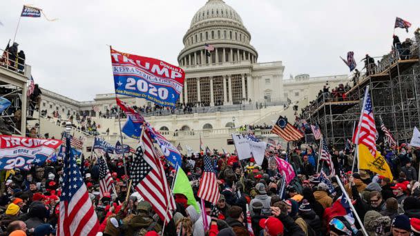 PHOTO: Demonstrators attempt to enter the Capitol building during a protest, Jan. 6, 2021. (Bloomberg via Getty Images, FILE)