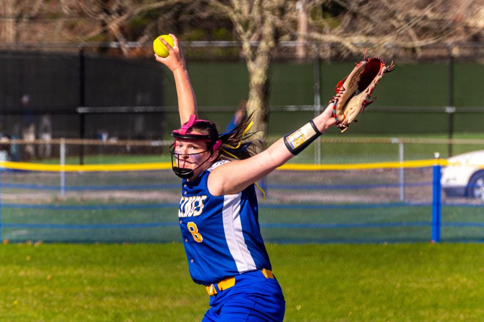 Wareham's Jenna Klemp fires to the plate.