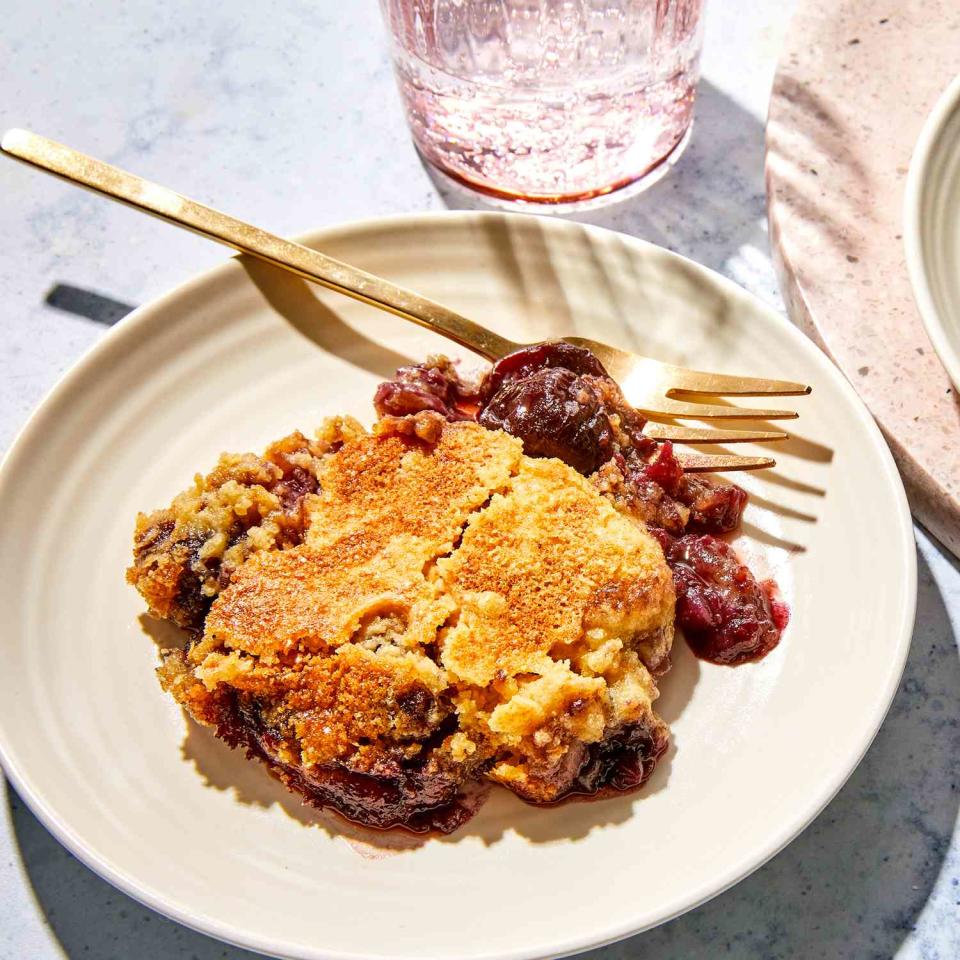 <p>This fruity cherry-pineapple dump cake has a delightful balance between tart and sweet flavors. Frozen cherries are the star here and add sweetness without going overboard. Pineapple adds tropical notes. <a href="https://www.eatingwell.com/recipe/7954990/cherry-pineapple-dump-cake/" rel="nofollow noopener" target="_blank" data-ylk="slk:View Recipe;elm:context_link;itc:0;sec:content-canvas" class="link ">View Recipe</a></p>