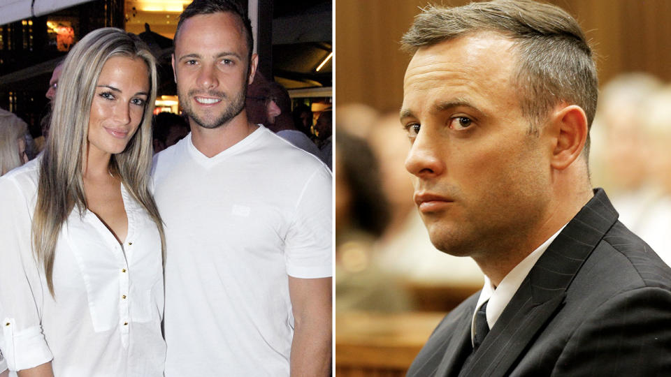 Oscar Pistorius, pictured here girlfriend Reeva Steenkamp before her death.