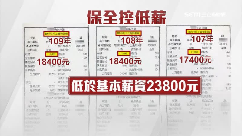 保全任職5年，薪資始終低於基本薪資。