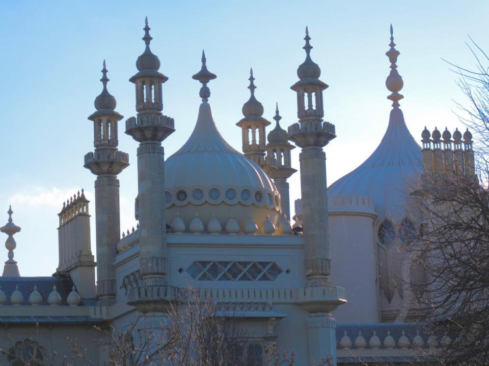 Bright start: Another clear day dawns over the Royal Pavilion in Brighton (Simon Calder)