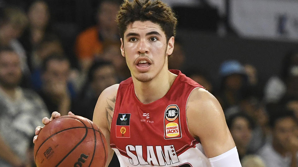 LaMelo Ball, pictured playing for the Illawarra Hawks, has announced he will donate a month of his salary to firefighting efforts. 