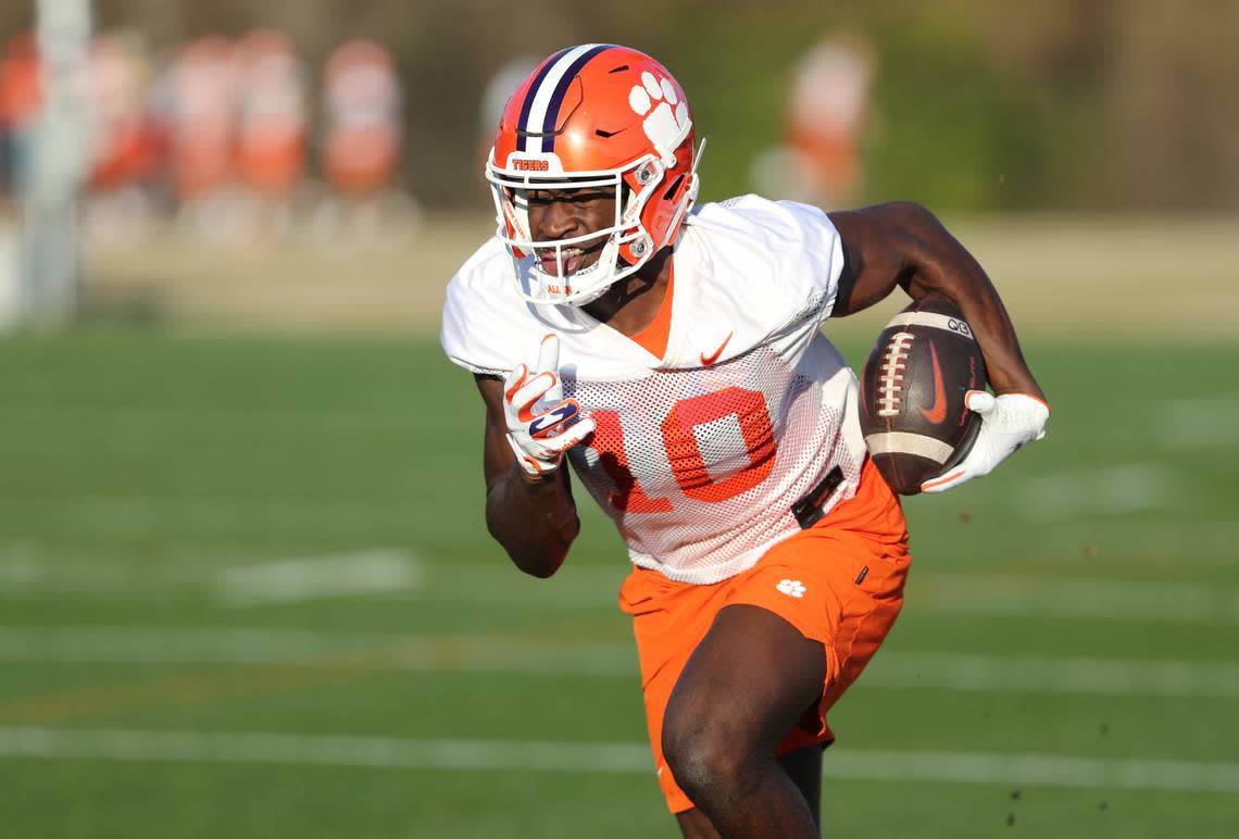 Clemson football’s Joseph Ngata at spring practice March 2, 2022.