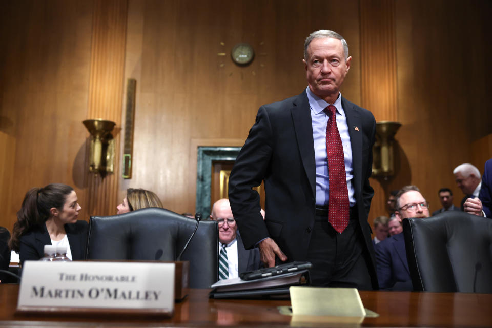 WASHINGTON, DC - NOVEMBER 02: Former Gov. Martin O'Malley (D-MD), President Biden's nominee to be the next Commissioner of Social Security, arrives to his confirmation hearing before the Senate Finance Committee at the Dirksen Senate Office Building on November 02, 2023 in Washington, DC. If confirmed O'Malley would replace former Commissioner Andrew Saul who was fired from office by President Joe Biden in 2021. (Photo by Kevin Dietsch/Getty Images)