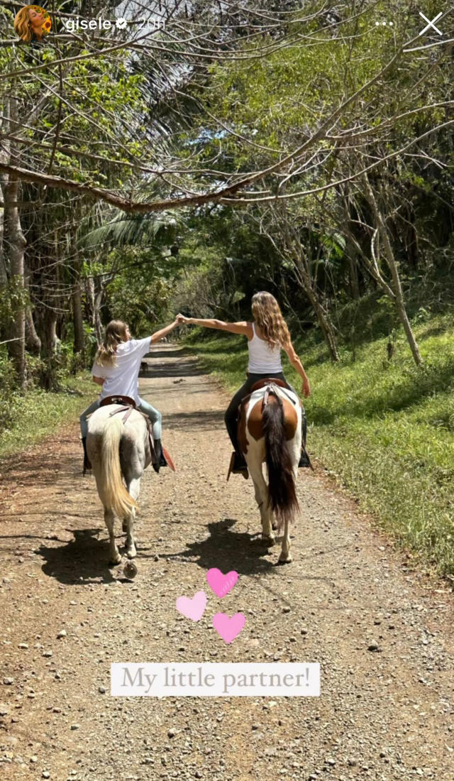 Gisele Bundchen is all smiles as she goes horseback riding with