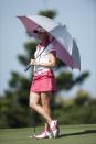 美國好手Paula Creamer，最著名的就是使用粉紅色的高爾夫球，搭配鮮豔的服裝，總是能吸引球迷的目光。 (Photo by Victor Fraile/Getty Images)
