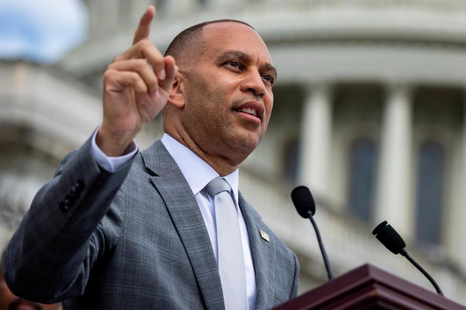 House Minority Leader Hakeem Jeffries (D-NY) speaks during a press conference on June 27, 2024, in Washington, D.C. (Photo by Samuel Corum/Getty Images) (Samuel Corum/Getty Images)