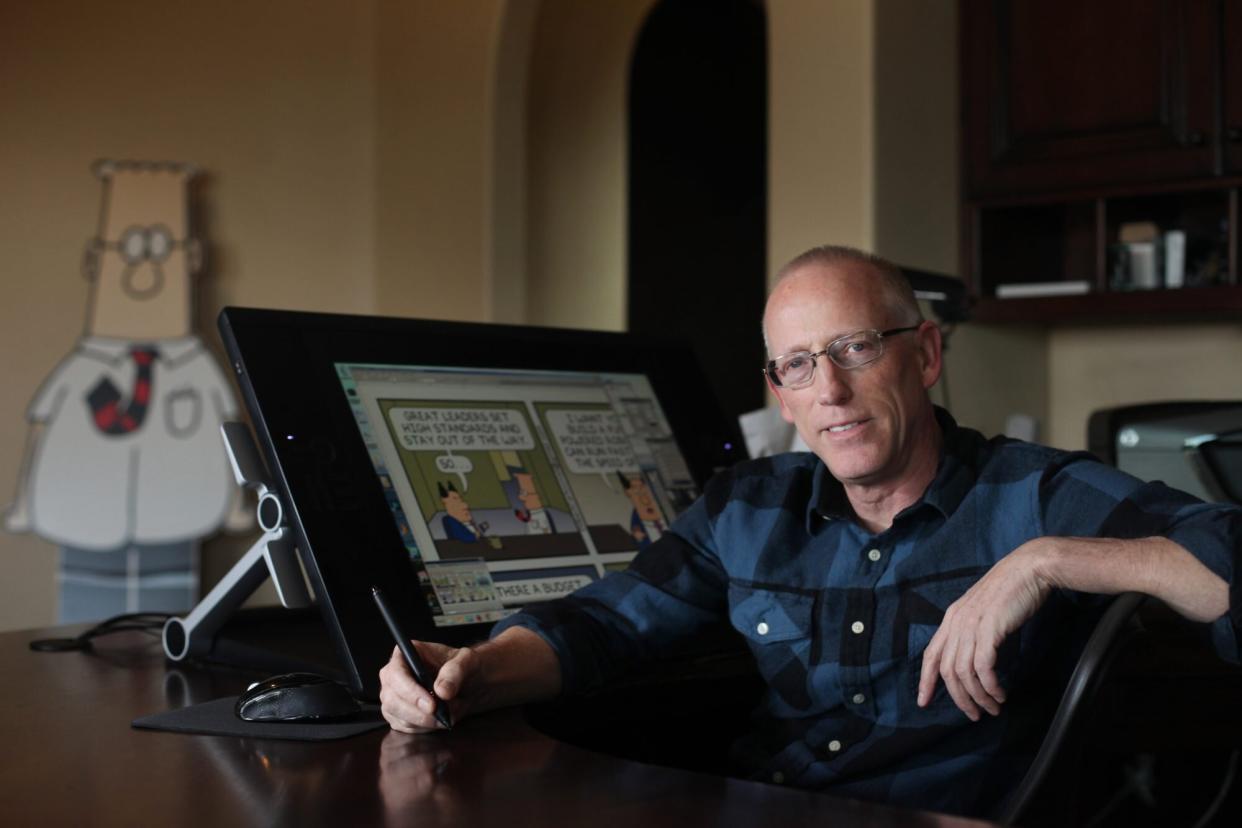 Scott Adams, cartoonist and author and creator of "Dilbert", poses for a portrait in his home office on Monday, January 6, 2014 in Pleasanton, Calif. Adams has published a new memoir "How to Fail at Almost Everything and Still Win Big: Kind of the Story of My Life". (Photo By Lea Suzuki/The San Francisco Chronicle via Getty Images)