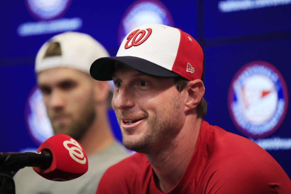 Washington Nationals pitcher Max Scherzer is Yahoo Sports’ first-half MVP and NL Cy Young winner. (AP Photo/Manuel Balce Ceneta)