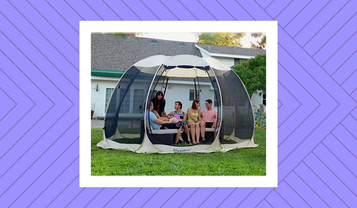 people enjoying themselves in a mosquito tent