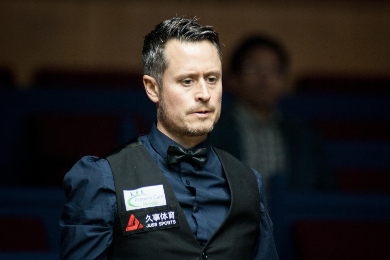 SHANGHAI, CHINA - NOVEMBER 14:  Alfie Burden of England reacts during the first round match against Judd Trump of England on day two of 2017 Shanghai Masters at Shanghai Grand Stage on November 14, 2017 in Shanghai, China.  (Photo by Visual China Group via Getty Images/Visual China Group via Getty Images)