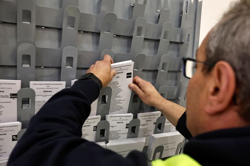 Polling stations prepare ahead of elections in Spain's Basque region