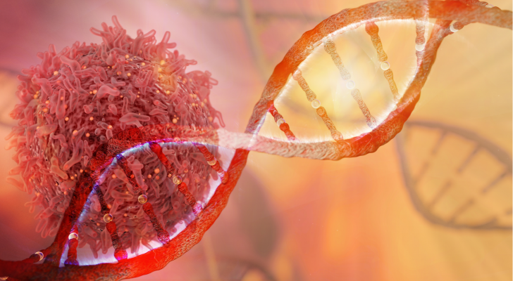 DNA strand and Cancer Cell Oncology Research Concept 3D rendering. IMTX Stock