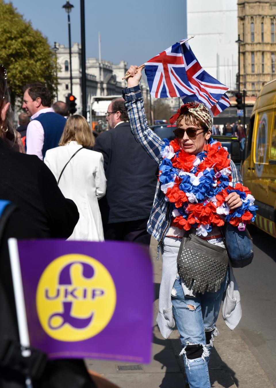 <p>UKIP supporters also marched into Westminster (PA) </p>