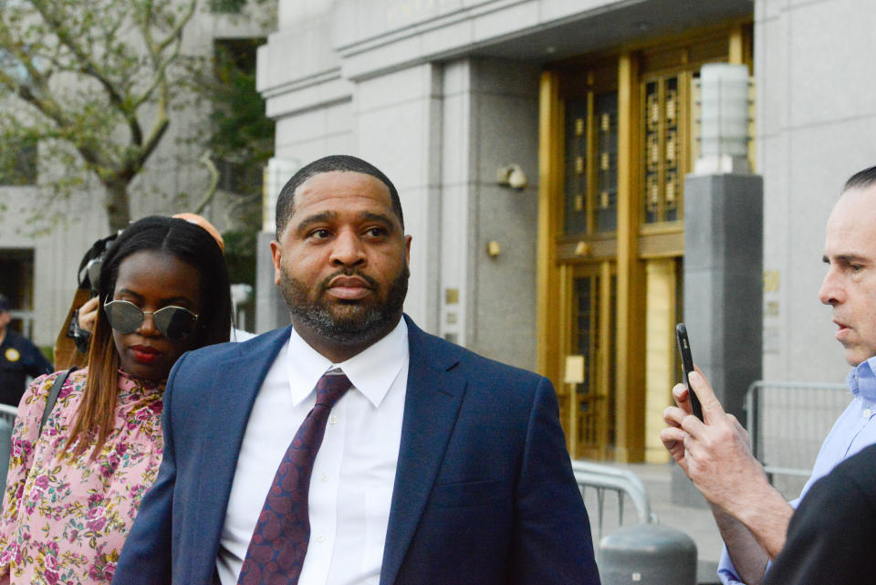 Emanuel "Book" Richardson exits the Federal Courthouse in Manhattan on October 10, 2017 in New York City. (Getty)