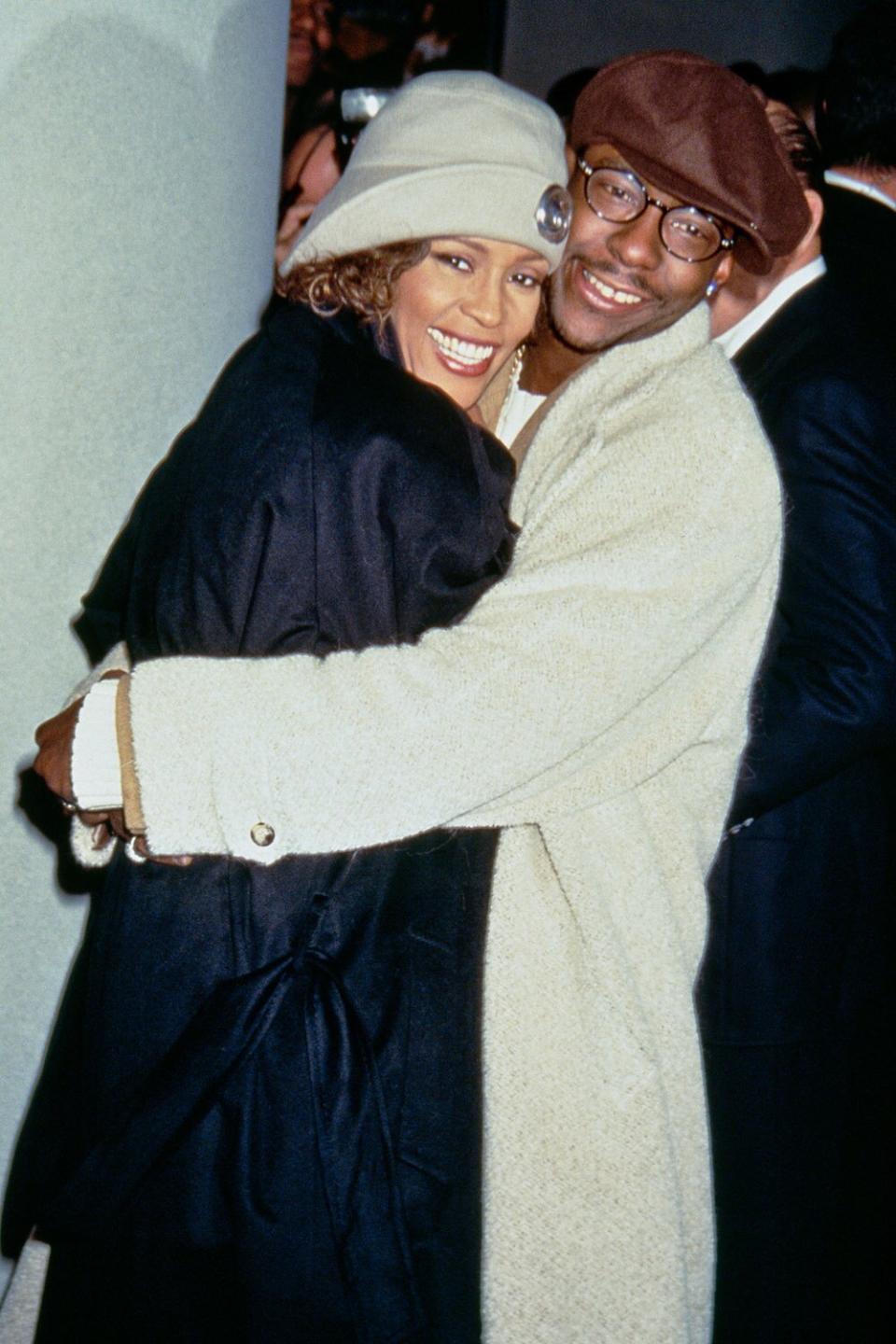 American singer Whitney Houston (1963 - 2012) with her husband Bobby Brown in New York City, circa 1997. (Photo by Victor Malafronte/Getty Images)