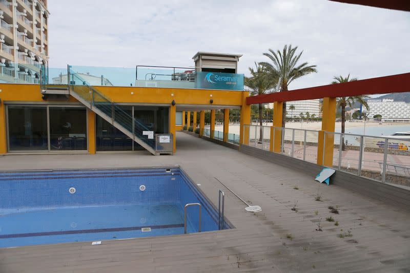 Closed hotel in Son Matias beach in Magaluf during the coronavirus disease (COVID-19) outbreak in Mallorca