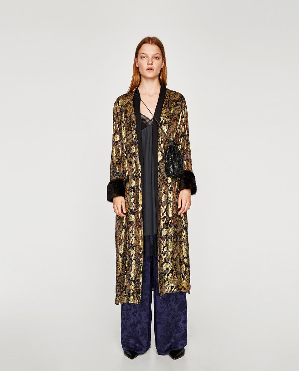 SHINY SILK JACQUARD KIMONO