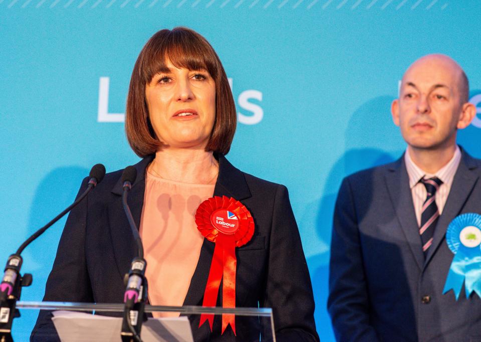 Leeds, UK, 5th July 2024. At the general election count Labour Rachel Reeves wins with a landslide majority in her West Leeds and Pudsey constituency and is on course to become the first ever woman chancellor of the exchequer. Credit: Ernesto Rogata/Alamy Live News.