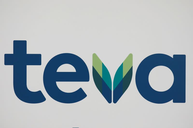 FILE PHOTO: The logo of Teva Pharmaceutical Industries is seen during a news conference in Tel Aviv, Israel