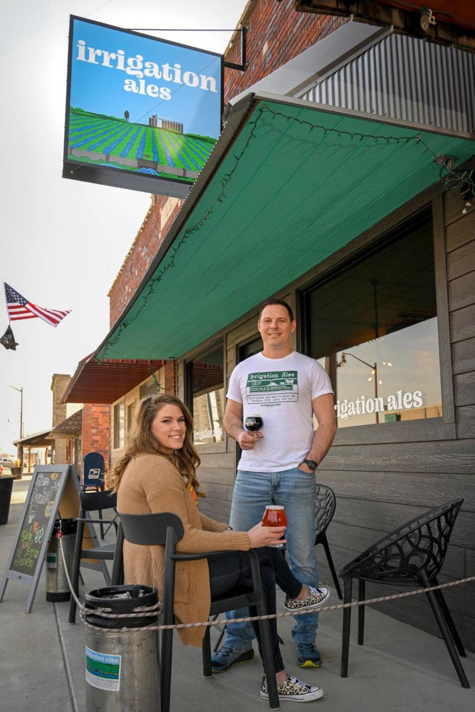 Luke and Jennifer Mahin are co-owners of Irrigation Ales, a microbrewery that opened in early 2022 on Main Street in Courtland, Kansas, population 294.