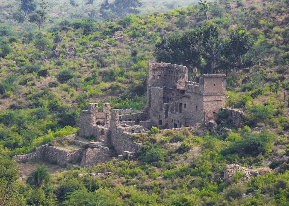 crumbling fort on a grassy hill