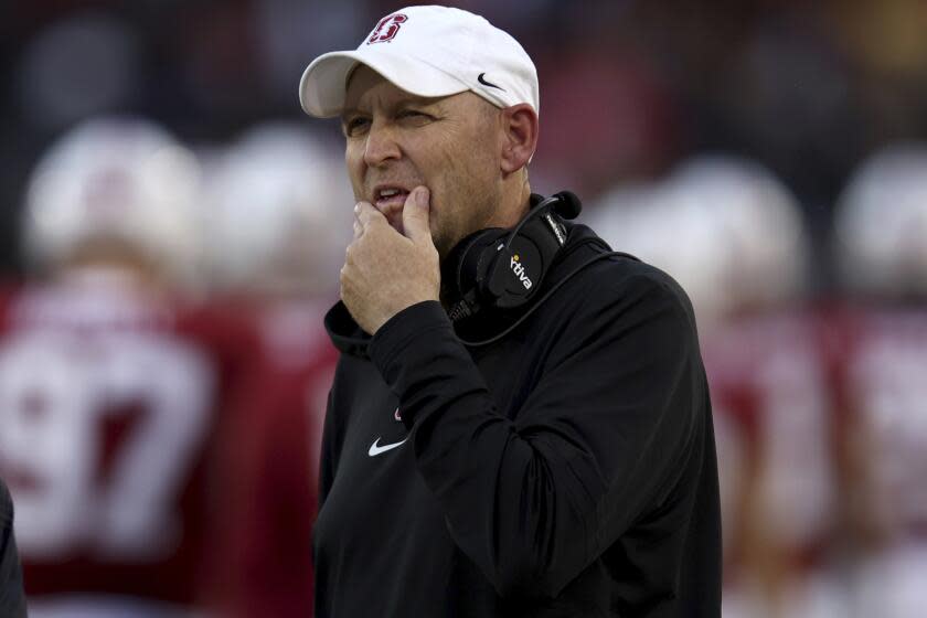 Stanford head coach Troy Taylor stands on the sidelines in 2023.