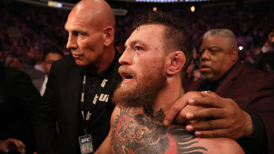 McGregor lost via a fourth round submission against Khabib at UFC 229. Pic: Getty