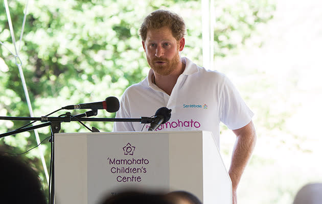 Prince Harry at Mamohato Children's Centre. Photo: Getty Images.