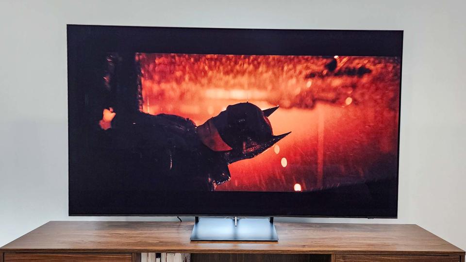 Samsung OLED S90C on desk in living room