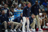 Gonzaga coach Mark Few looks watches the team's play during the first half of a second-round college basketball game against TCU in the men's NCAA Tournament on Sunday, March 19, 2023, in Denver. (AP Photo/John Leyba)