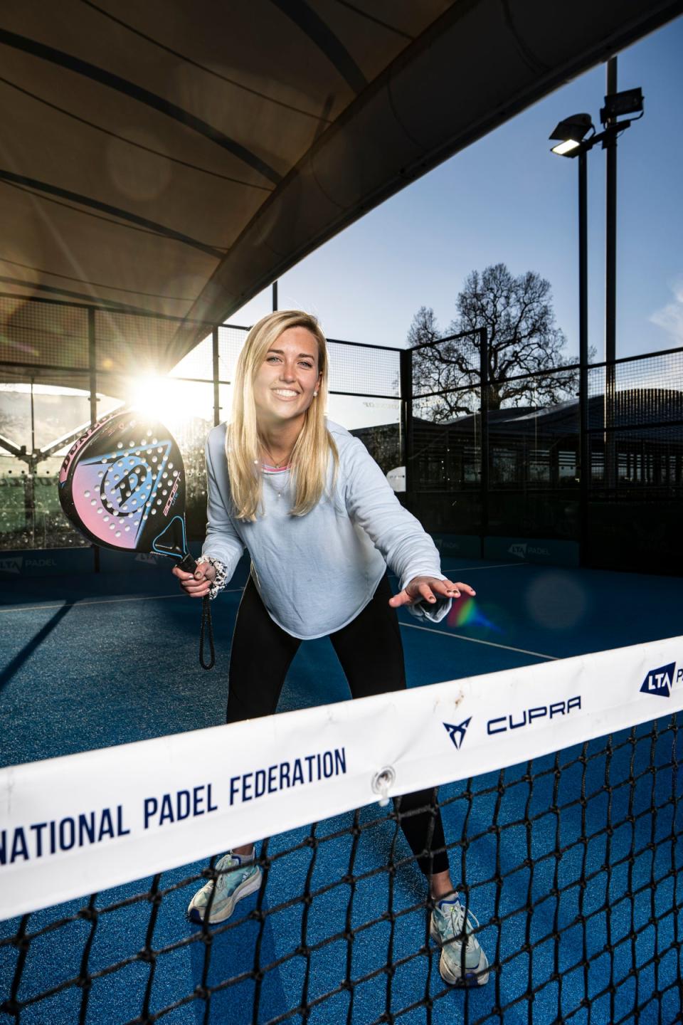 Katie Strick tries padel tennis at the National Tennis Centre (Daniel Hambury/Stella Pictures Ltd)