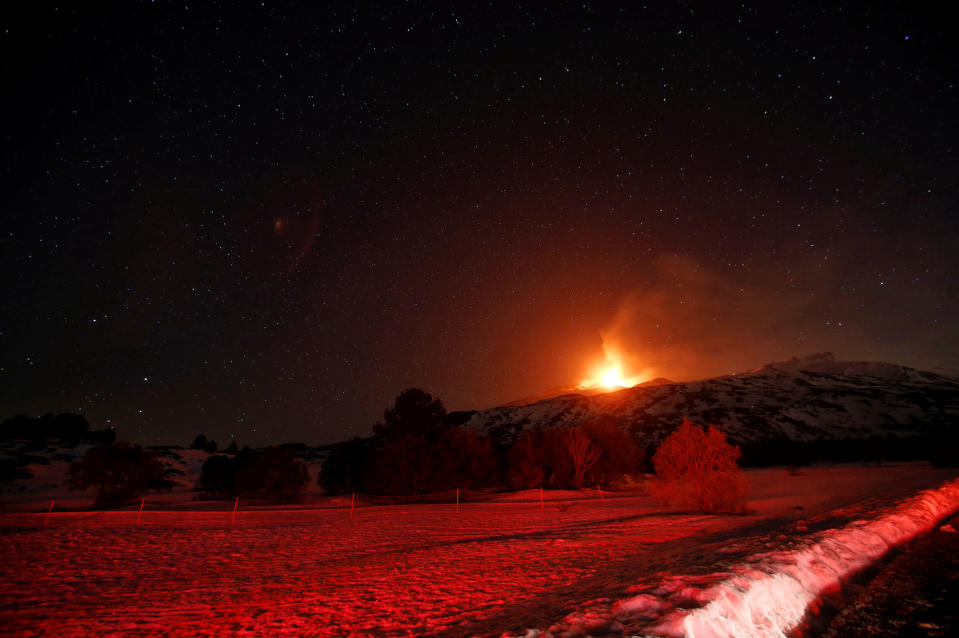 Italy’s Mount Etna erupts