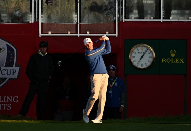 Europe’s Sergio Garcia on the first tee