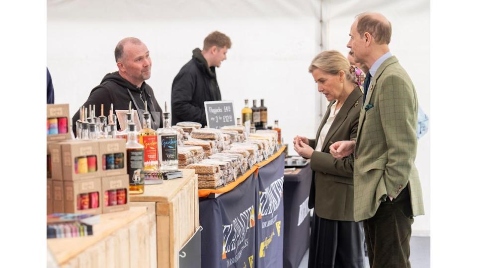 Prince Edward and Sophie, Duchess of Edinburgh sampling artisan produce
