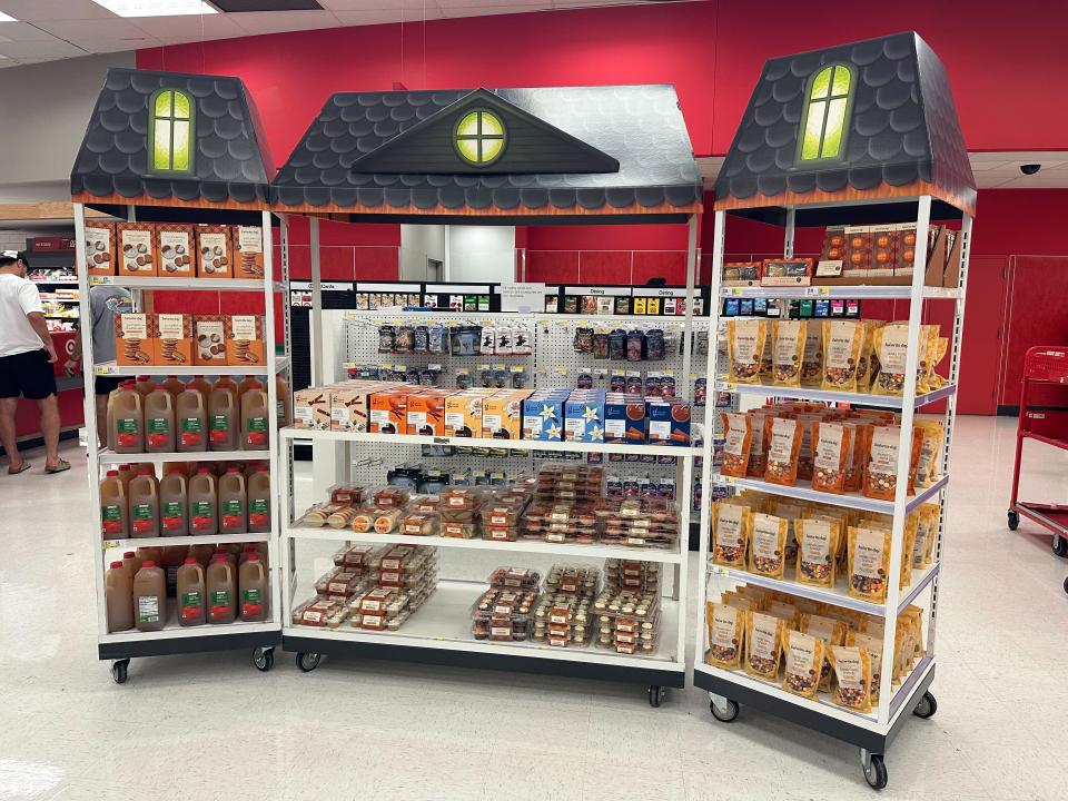 Target positions its private label snack brands' fall treats near the checkout area at one location in Jersey City. (Taken by Yahoo Finance)