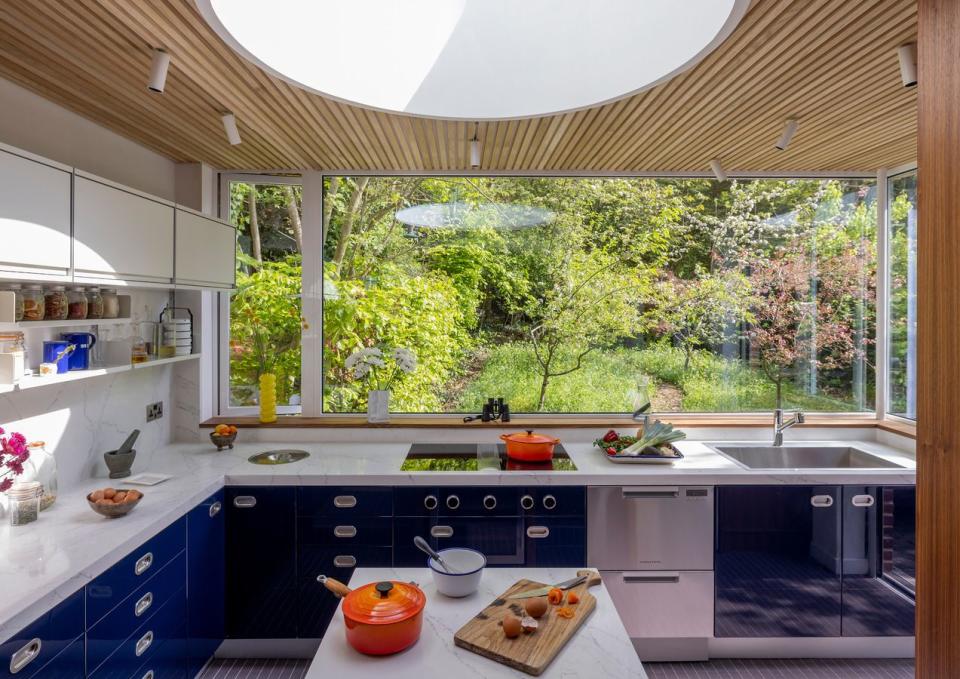 <p><strong>Location:</strong> Southwark</p><p><strong>Designed by:</strong> A Small Studio</p><p><strong>Award: Urban Oasis Prize</strong></p><p>This modernist house sits in a small oasis of protected woodland within the Dulwich Estate, a conservation area in south London. The family were in need of a fourth bedroom but unable to build upwards due to restrictions on the land. To ensure there was as little ecological impact as possible, the studio relocated the kitchen to the rear of the house, opening it up to the woods while ensuring there was minimal distribution to the wildlife in the garden, including foxes, squirrels, birds, and bats. This allowed the studio to then add a fourth bedroom and ensuite to what was previously the kitchen area towards the front of the property. </p>