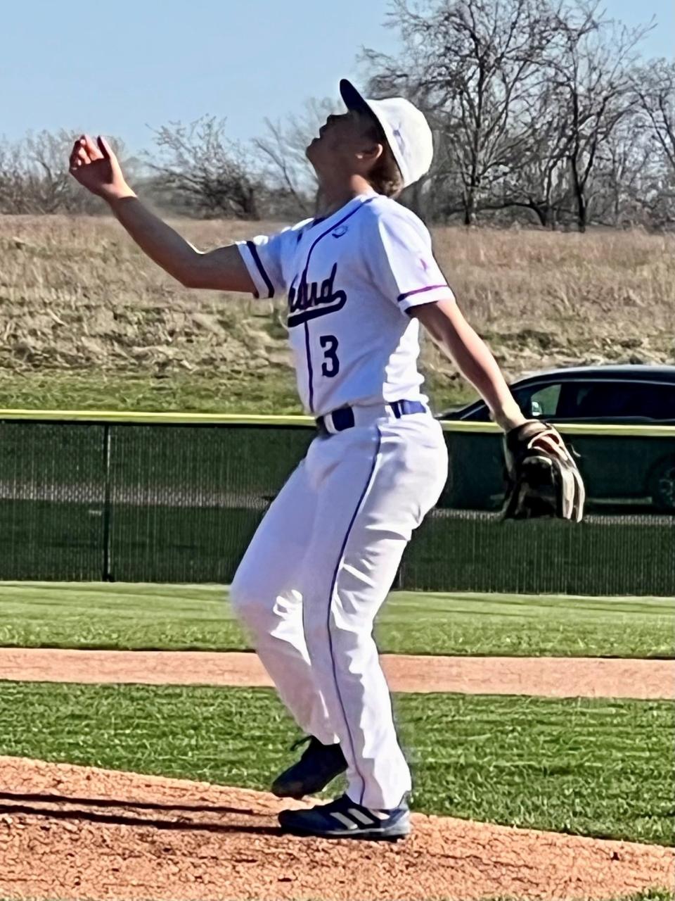 Highland's Zach Church makes a play in a home baseball game with Marion Harding last year. He is top 50 prospect in the state among sophomores.