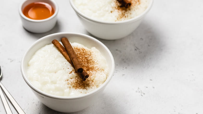 creamy rice pudding top view